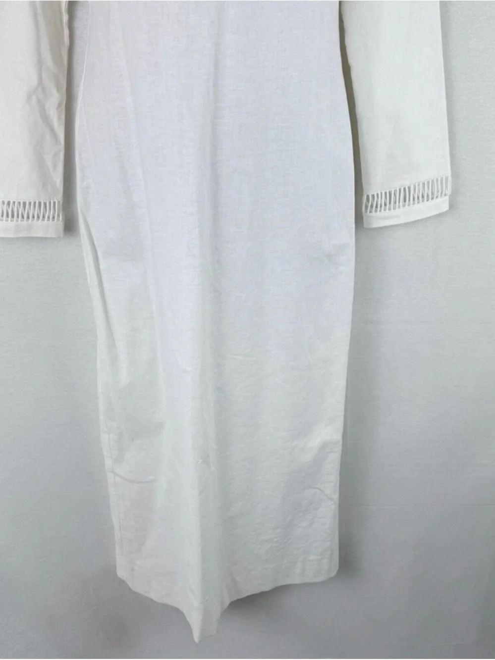 STAUD Ivory Long-Sleeve Midi Dress with Cutout Detailing - Picture 7 of 11